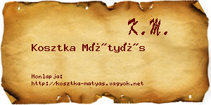 Kosztka Mátyás névjegykártya